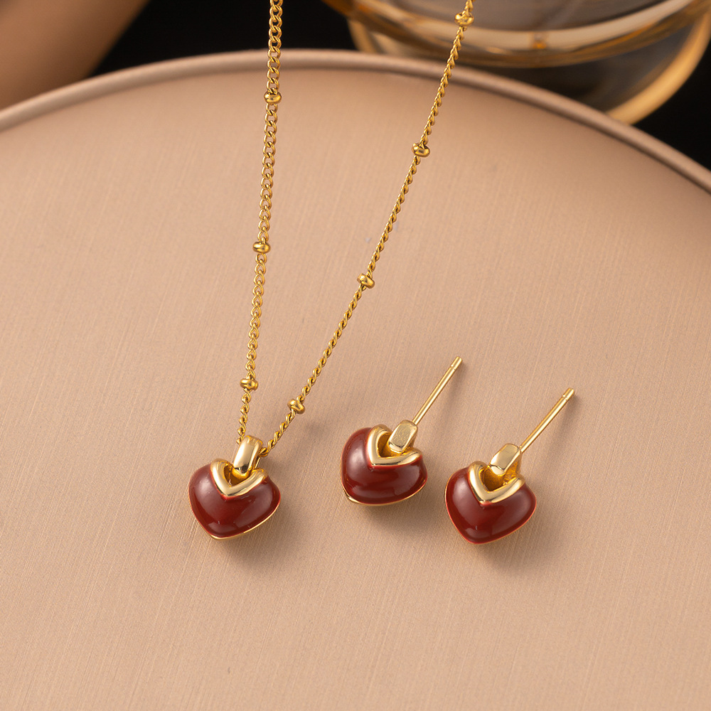 Juego de joyería de acero de titanio 2023 – collar, aretes, de alta gama, venta al por mayor