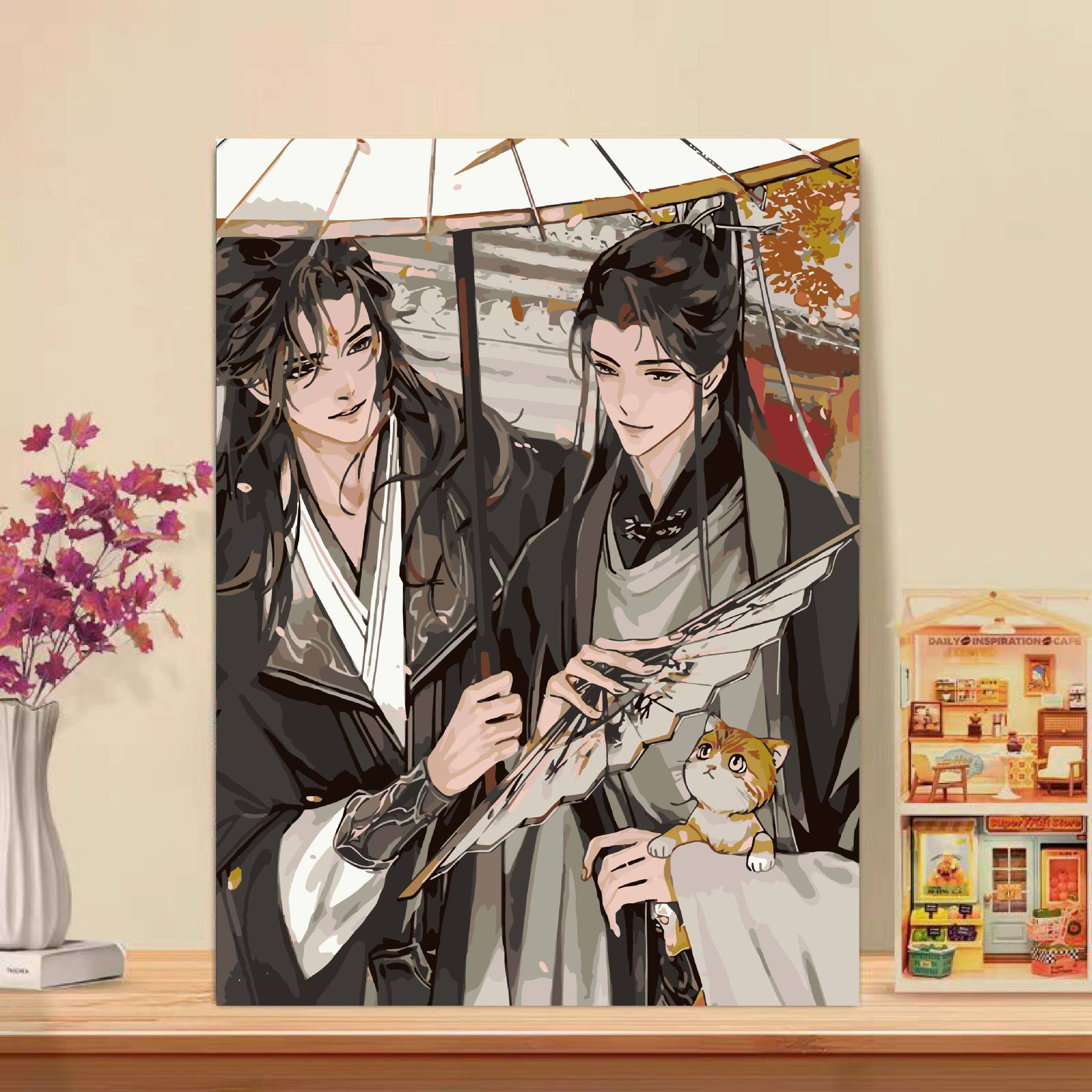 Pintura al óleo digital de alto nivel del gobierno celestial bendijo a Junwu diy aburrido dibujo a mano acrílico pintado a mano pintura colgante de descompresión