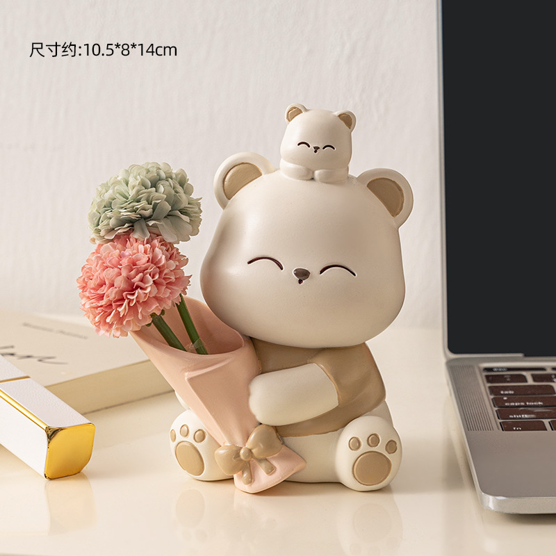 작은 꽃다발 곰 라이트 카레 작은 국화 2 [핑크 그린]