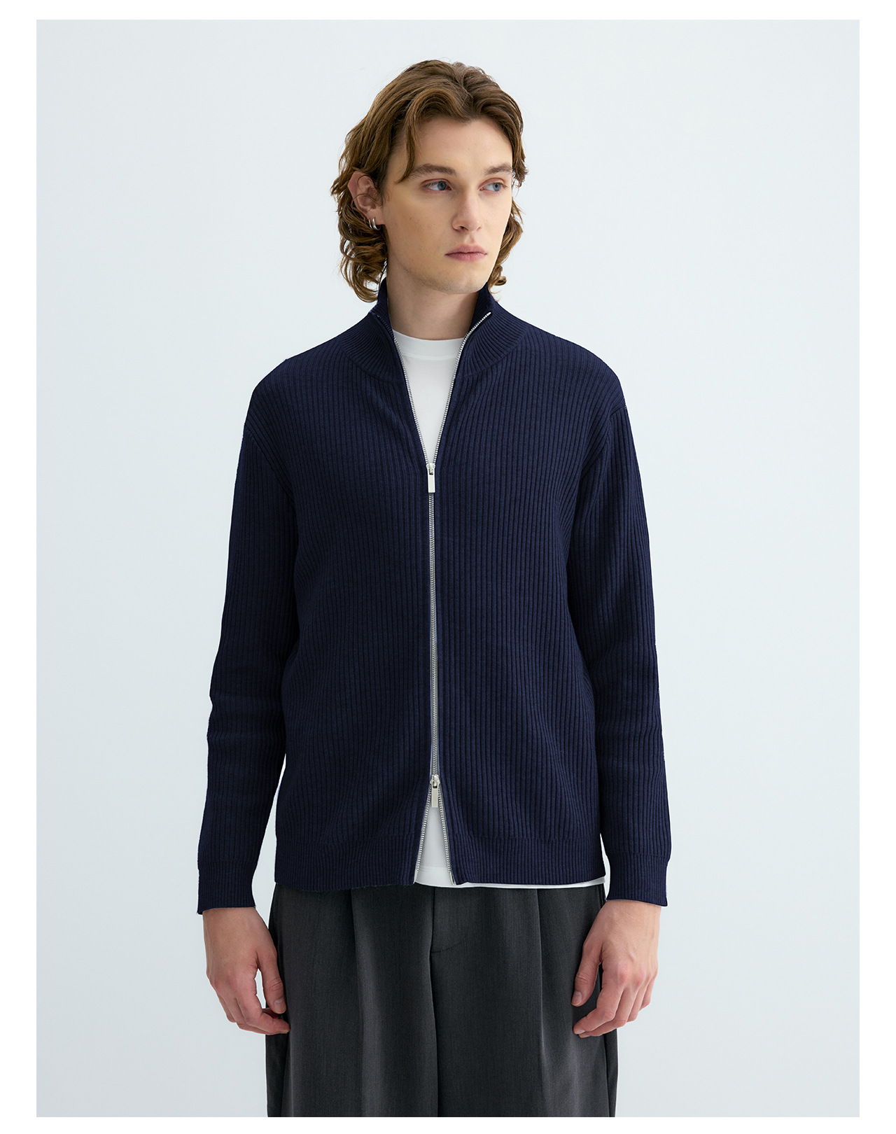 UNF Ribbed Knit Zip-Up Cardigan