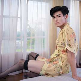 跨境男士情趣内衣透视性感睡裙浴袍伪娘男受M女装大佬CD制服诱惑