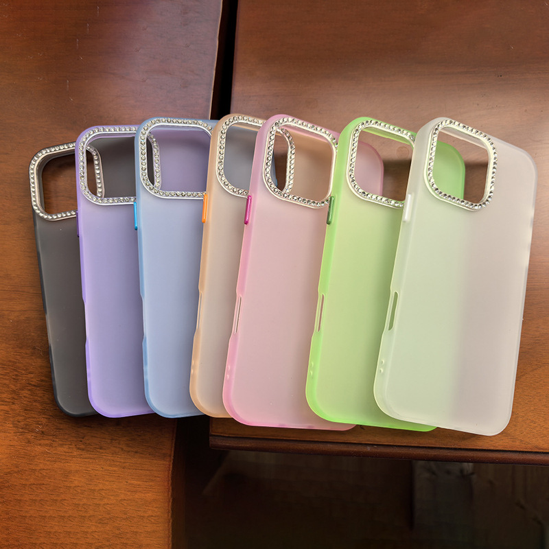 Suitable for Iphone1615Promax Skin-Feel Frosted Magnetic Mobile Phone Case Camera Hot Diamond Anti-Fall Protective Cover