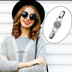 European and American retro alloy sweater clip silk scarf cardigan buckle shirt collar clip anti-exposure tight clip brooch factory direct sales
