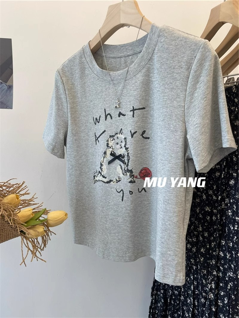 Cotton summer woolen short short sleeve T-shirt