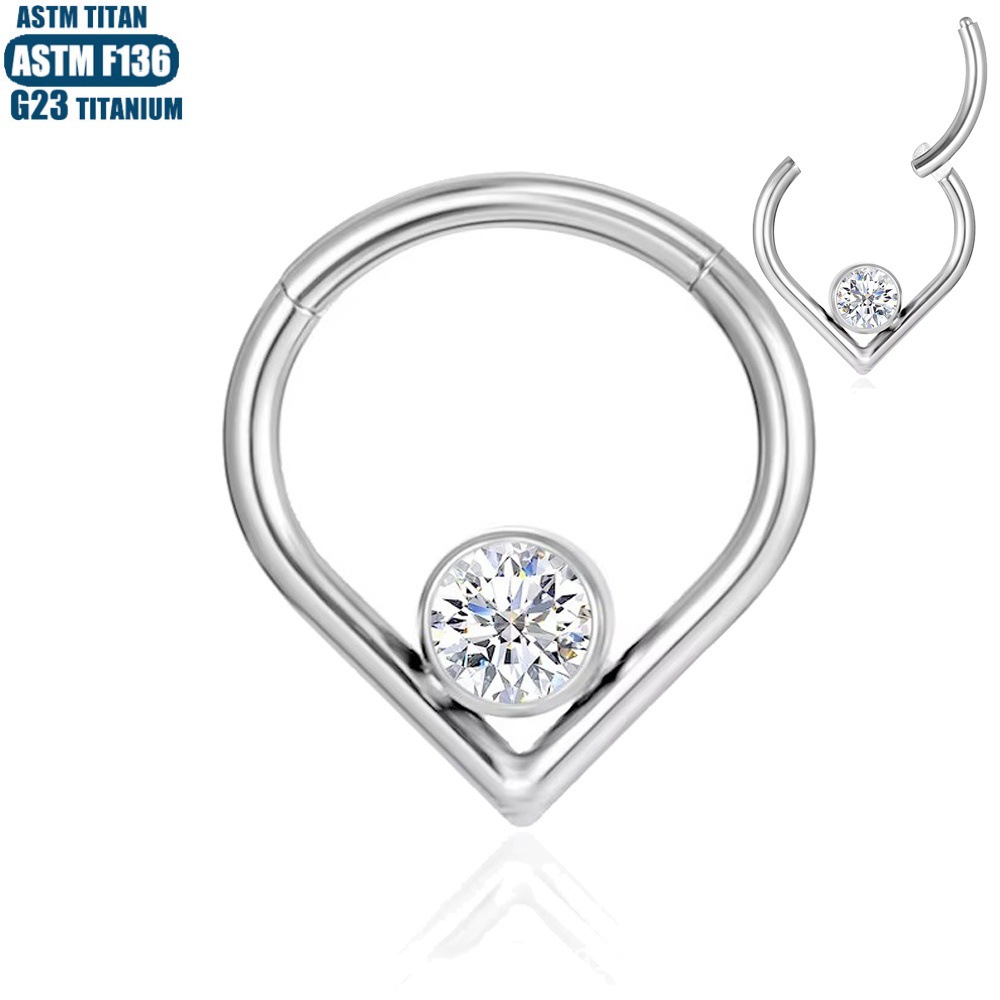 F136 Titanium Alloy Water Drop Earrings Nose Ring Diamond Nose Piercing Nasal Septum Ring Seamless Ring Piercing Jewelry Earrings detail image 12