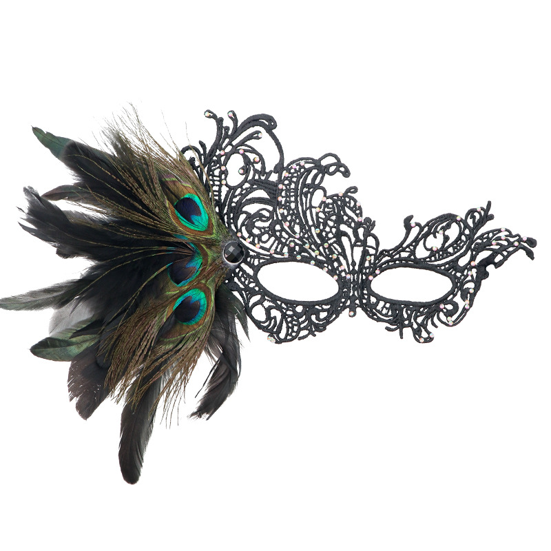 Nuevo estilo transfronterizo Halloween máscara de encaje de alta gama dos rosas decoración máscara de media cara accesorios de fiesta de disfraces