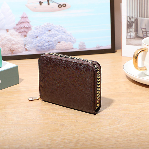 New cross-border best-selling RFID card wallet, unisex multi-slot wallet with lychee pattern and accordion design, coin purse