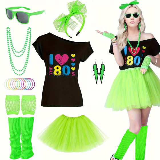 1980 s Women's Party Accessories Costume Neon Vintage Theme Character Play Halloween Music Festival Costume