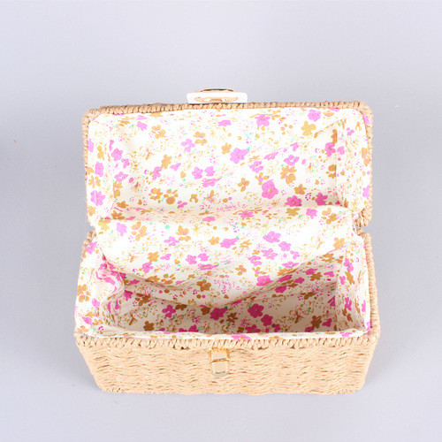 One piece drop shipping 2024 new straw woven bag woven bag women's bag handheld small box bag crossbody bag Japanese and Korean casual bag