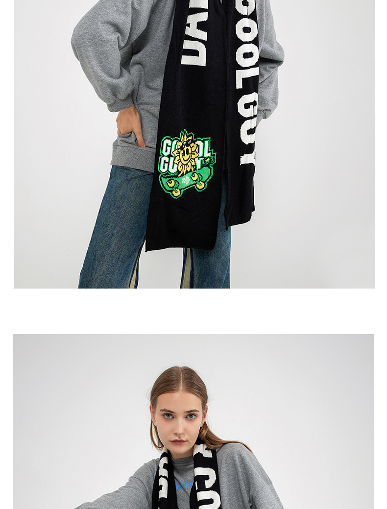 INS Personalisierter Fan-Schal für Herren und Damen Herbst und Winter Neuer gestrickter Buchstaben-Jacquard-Imitat-Kaschmir-Langer Schal_voghion.com