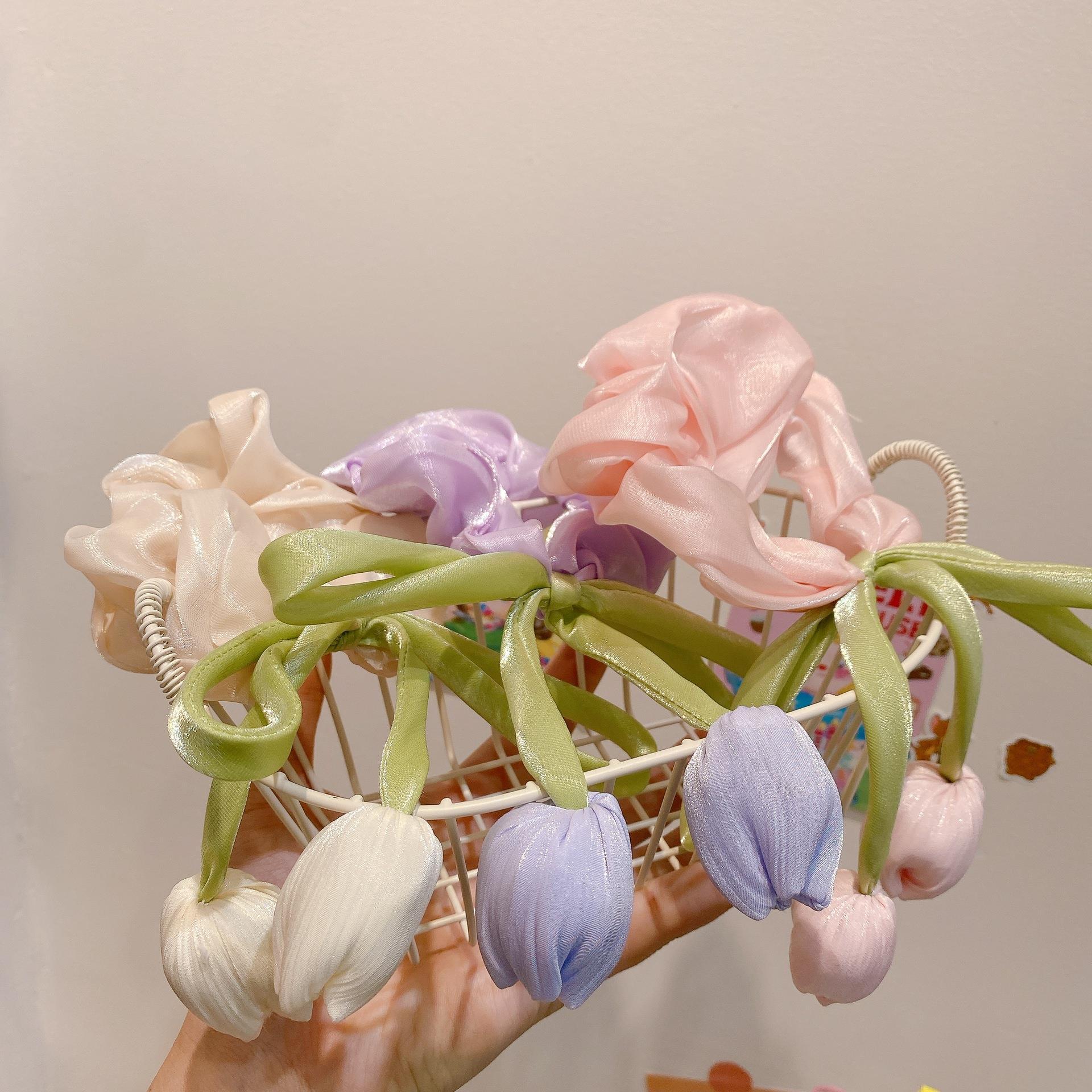 Süßes Tulpen Haargummi Mit Schleife Elegantes Haar-accessoire_voghion.com