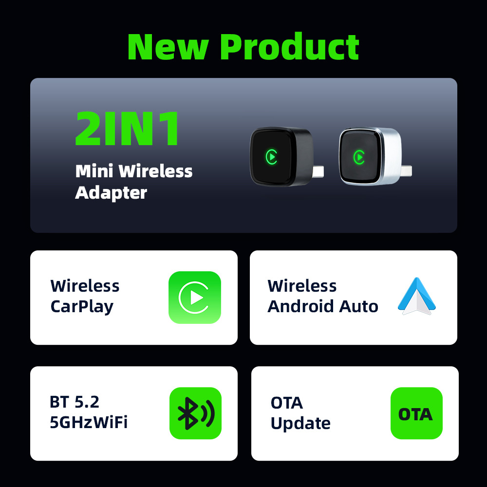 Original Car Wired-To-Wireless Carplay Box, Two-In-One Android Auto Smart Connectivity Box, Ultra-Small Plug-And-Play