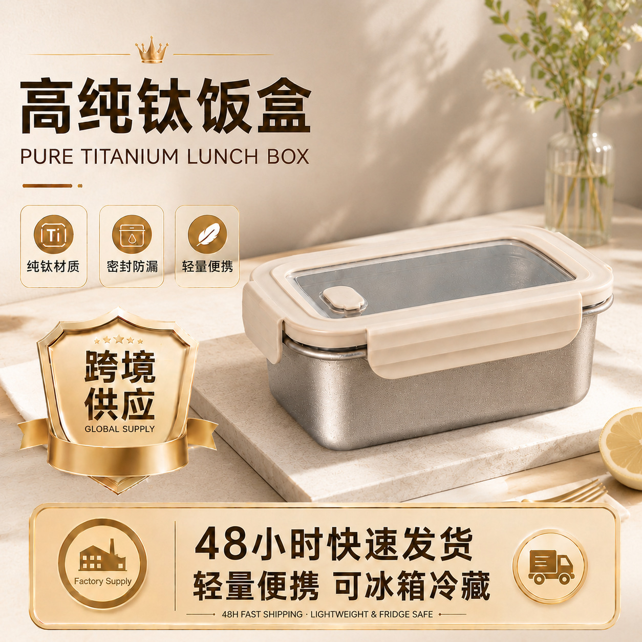 High-purity titanium insulated portable lunch box, food-sealed lunch box, can be heated and refrigerated, factory wholesale and customization available