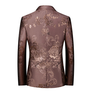 Foreign trade popular new men's suit slim-fit printed dress business casual single-breasted suit single-Western top