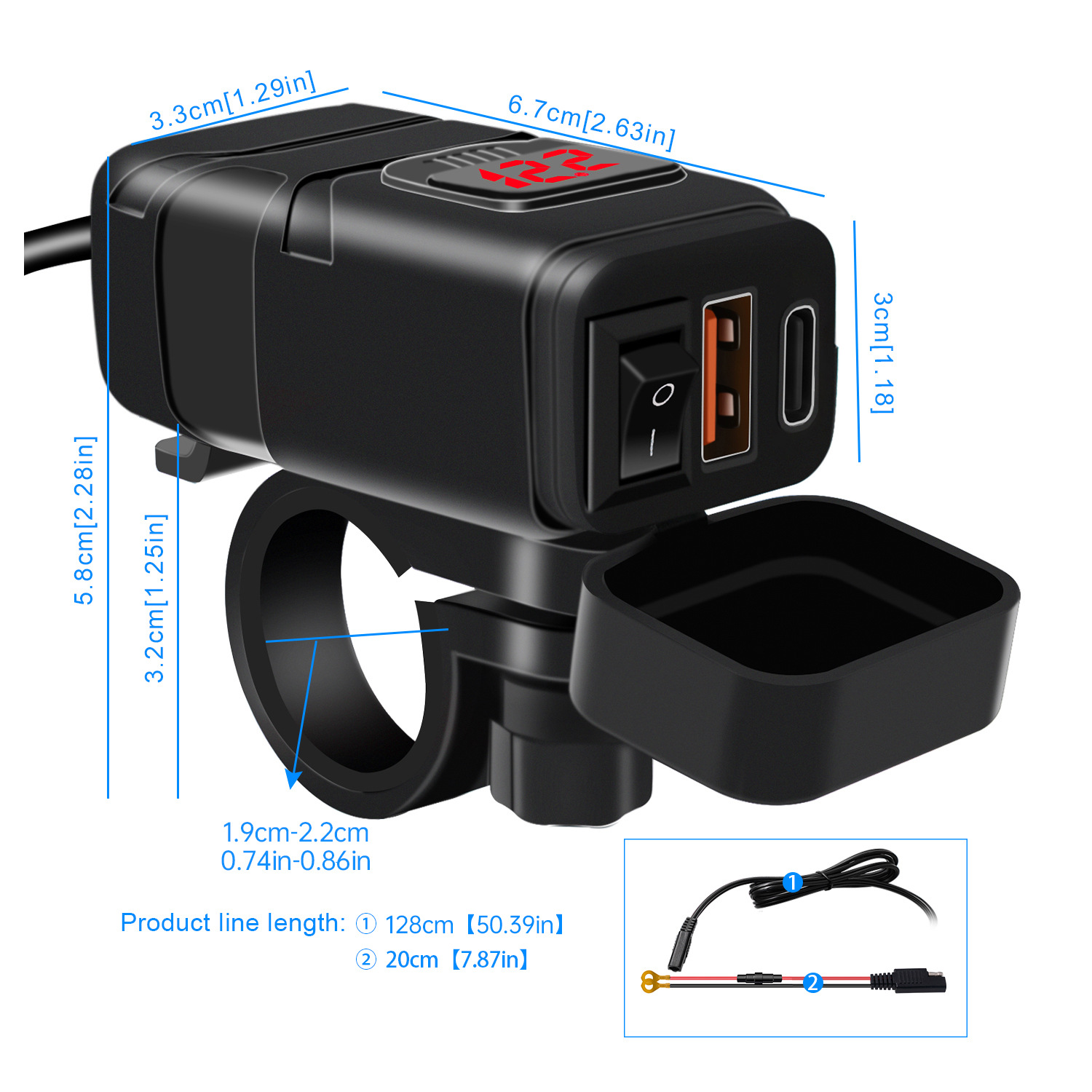 Car Charger PD+QC3.0 Fast Charge TYPE-C Digital Display