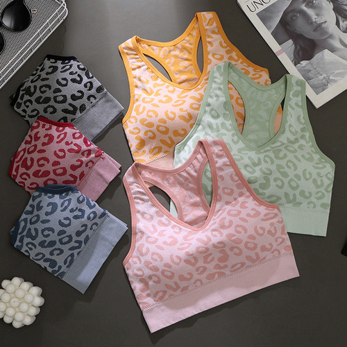 Ladies Patterned Work Style Beautiful Back Seamless Sports Bra Comfortable Wire-Free Full Cup Pressure Relief Non-Chafing Underwear