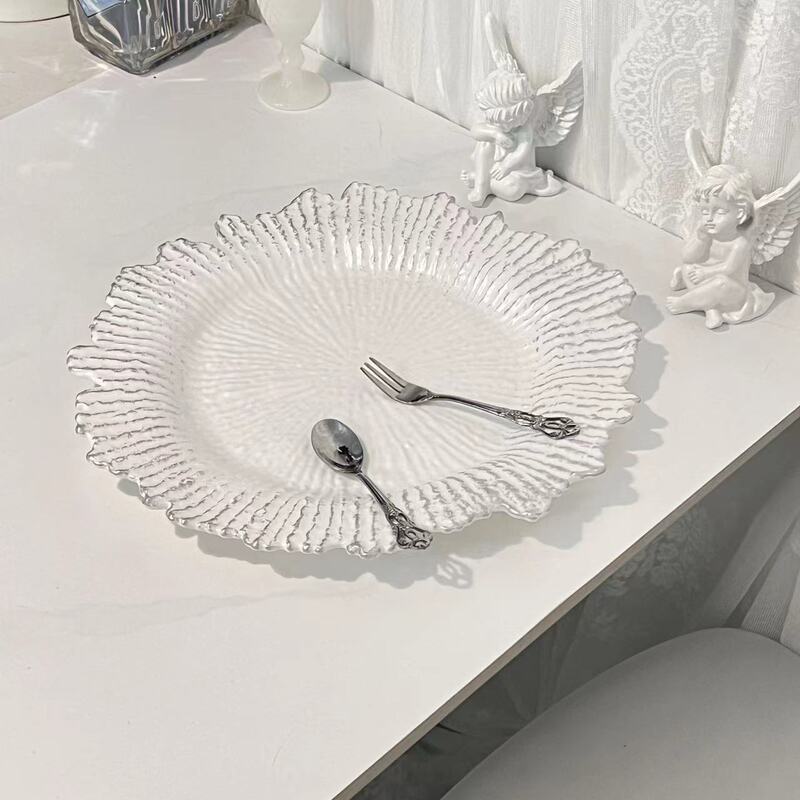 Super Flash concave-convex texture high-grade wedding banquet plate pad European-style household light luxury Western food decorative tray lace plate