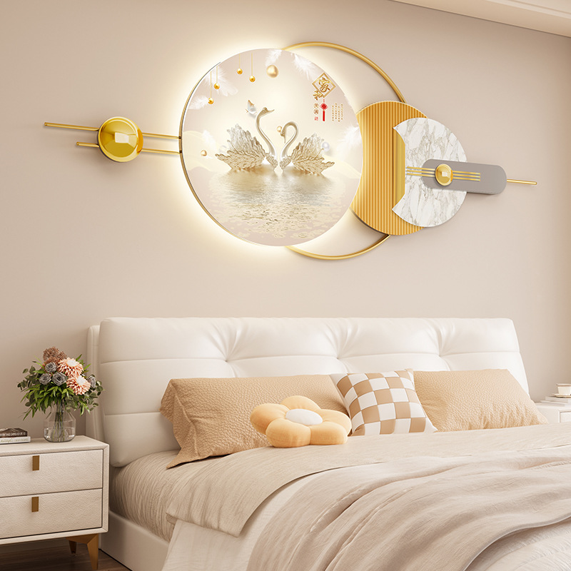 New Bedroom Hanging Painting Led Luminous Decorative Painting Mural Stone to Run High-End B&B Bedside Wall Hanging Painting