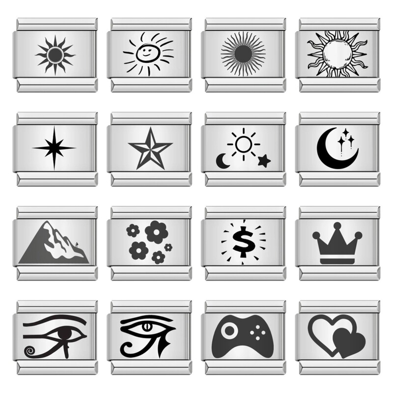 New Style Sun, Moon, and Star Pattern Italian Modular Bracelet Stainless Steel Laser-Engraved DIY Free Combination Bracelet New Style Sun, Moon, and Star Pattern Italian Modular Bracelet Stainless Steel Laser-Engraved DIY Free Combination Bracelet