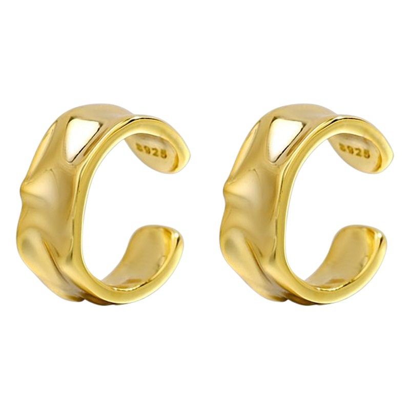 E5024 estilo coreano s925 plata esterlina irregular geométrica oído clip hombres y mujeres de moda brillante arrugado papel earless pendientes mujeres