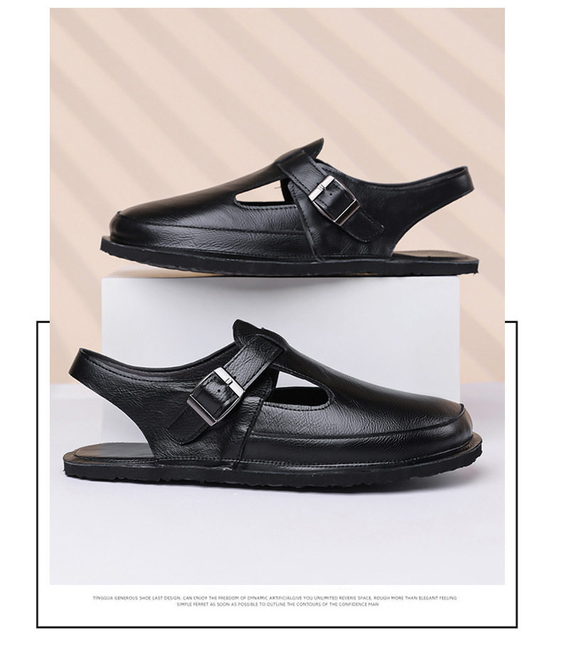Dép sandal nam bít mũi kiểu La Mã cỡ lớn chống trượt, đế cao su, thoáng khí — Màu nâu, màu đen chi tiết 20