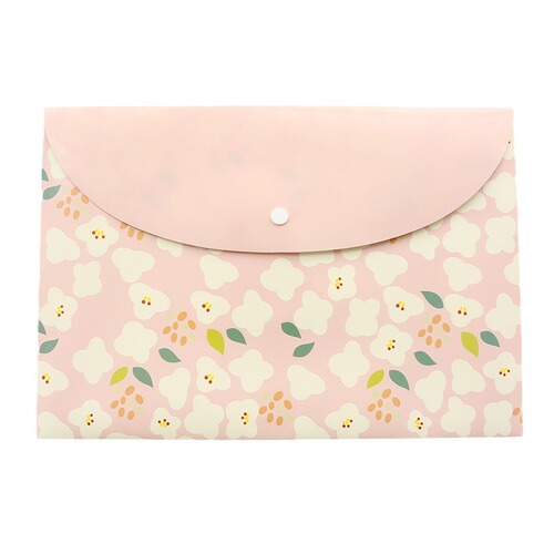 Cartoon horizontal file bag A4 snap button information bag file bag PP waterproof storage bag office supplies wholesale