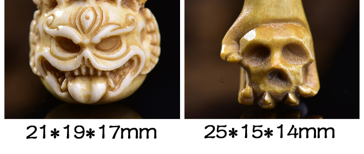 Xizang-Style Carved One-Eyed Monster Pendant Spacer Bead DIY Semi-Finished Buddhist Bead Bracelet Accessory