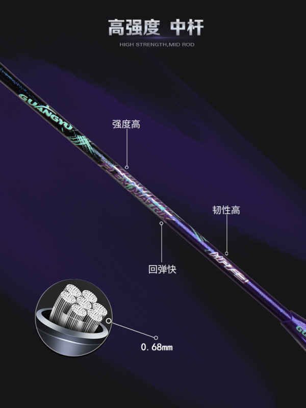 跨境热卖量子比赛专用羽毛球拍6U轻量级进攻碳素纤维羽毛球拍单拍|undefined