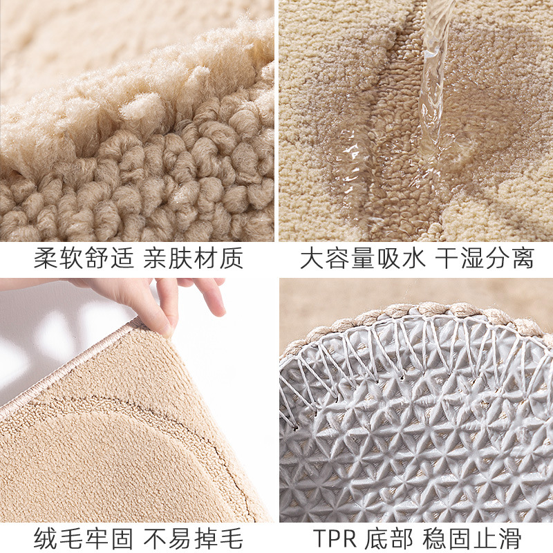 Baño de la puerta de la alfombra del suelo de la alfombra del baño de absorción de agua rápida almohadilla de pies secos gruesa flocado alfombra antideslizante del baño de baño