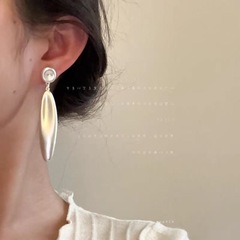 法式复古网红博主同款夸张宽面水滴重工拉丝耳钉文艺复古耳饰女潮