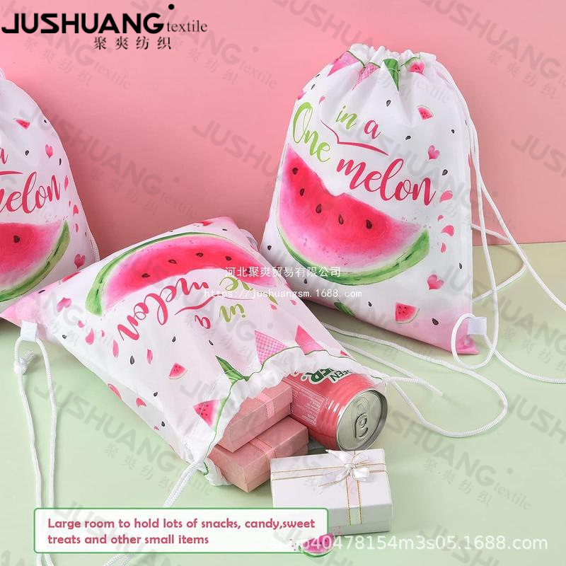西瓜束口袋一 西瓜儿童生日派对 抽绳双肩背包袋便携收纳袋跨境