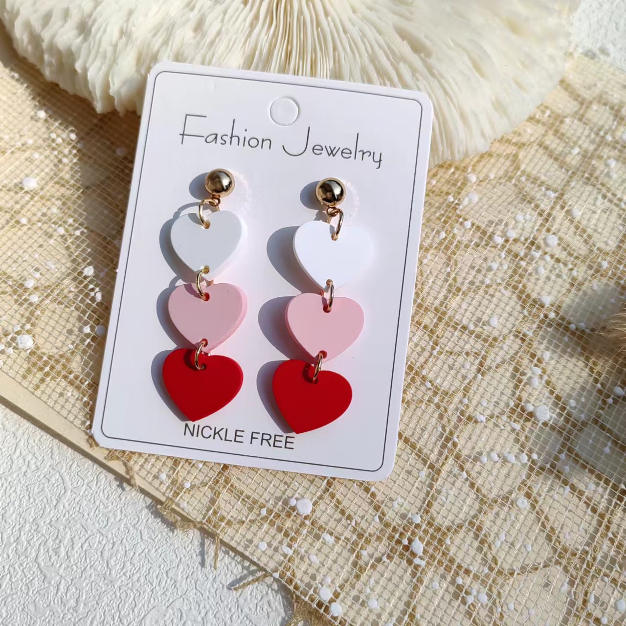 1 Pair Quantity Daily Occasion 1 Pair Retro Heart Shape Arylic Drop Earrings