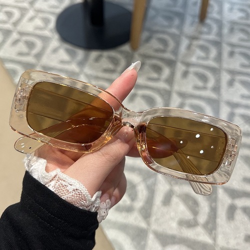 temu high-end large frame face-covering glasses new orange Korean style popular square retro sunglasses women's European and American sunglasses 