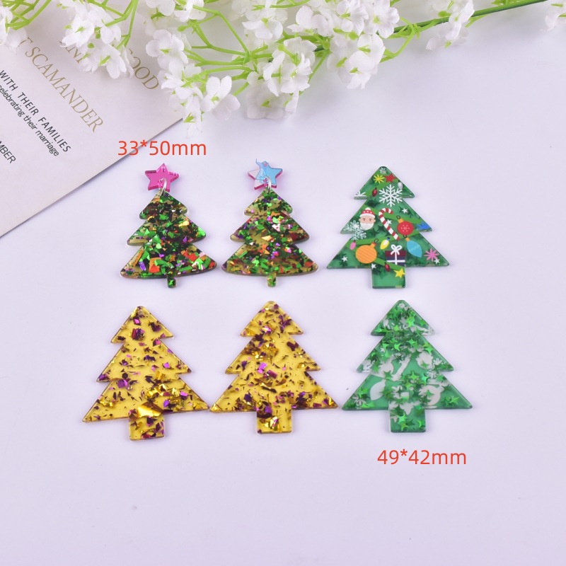 Acrylic Material 10 PCS/Package 33*50mm 49*42mm Arylic Christmas Tree Earring Findings