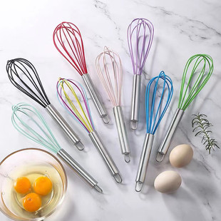 Stainless Steel Silicone Egg Beater Manual Egg Blender Baking Tools Cream Beater