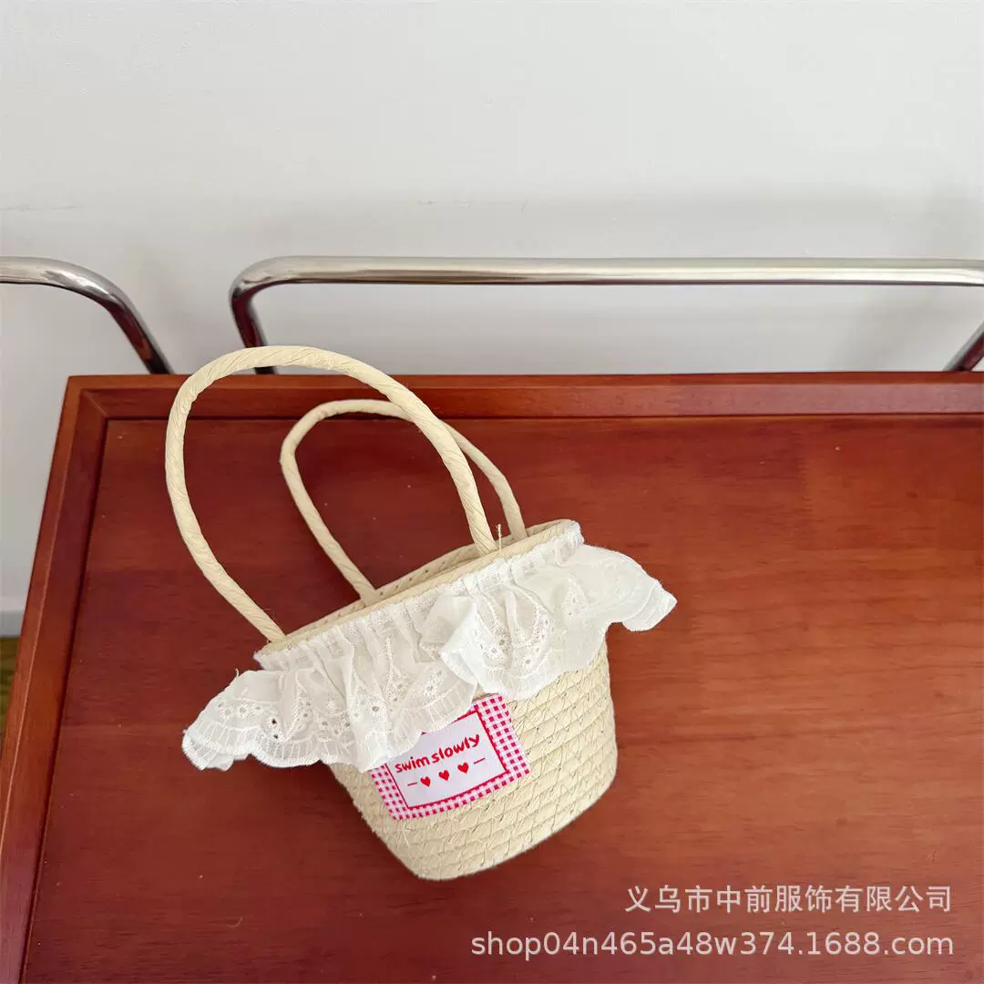 Fresh children's cute straw small bag, basket