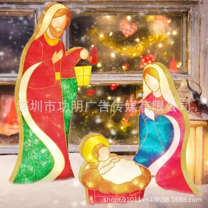 Outdoor Nativity Scene Decorations Lighted Outdoor Nativity Scene Christmas Holy Family Scene Sets Yard Decor With LED Lights