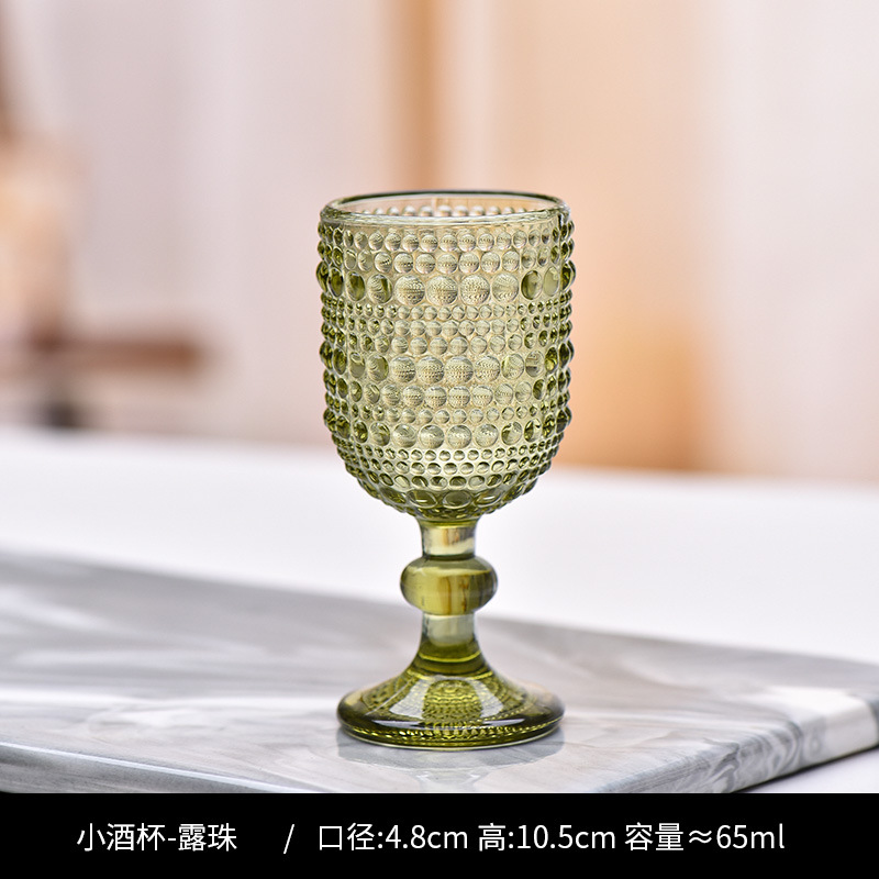 Copa de rayas verticales de vidrio retro europeo, copa de vino tinto, copa de postre alto de helado, copa de vino de frutas de uva de champán casero