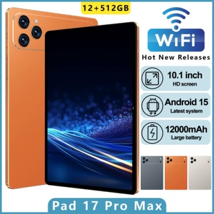 Планшет Pad 17 Pro Max, 10,1″ HD, Android 15, 12 000 mAh