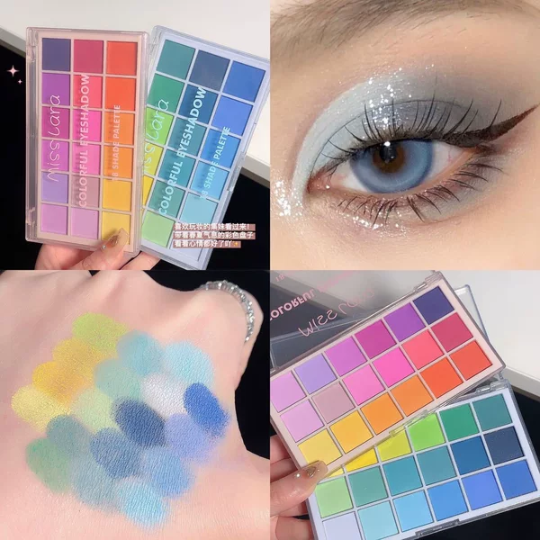 Cross-Border Miss Lara 18-Color Natural Matte Rainbow Eyeshadow Palette, Easy to Apply and Long-Lasting, Suitable for European and American Stage Makeup