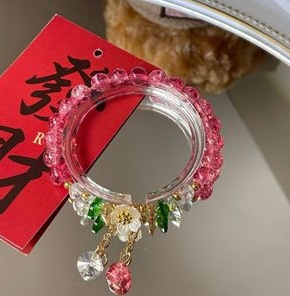 S015-Pulsera de flores frescas rosa roja#SZ-162