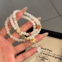 新款天山翠玉石手链女葫芦平安扣莲蓬招财猫金丝玉多圈手串新中式