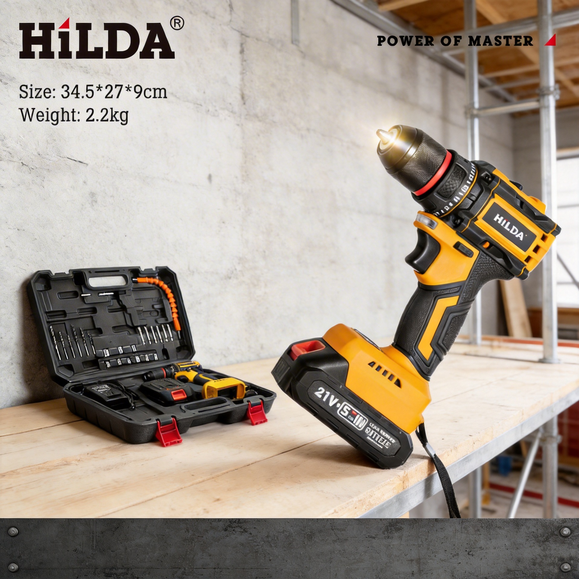 Taladro Inalámbrico de Litio 21V Sin Escobillas de Gran Torque para Bricolaje