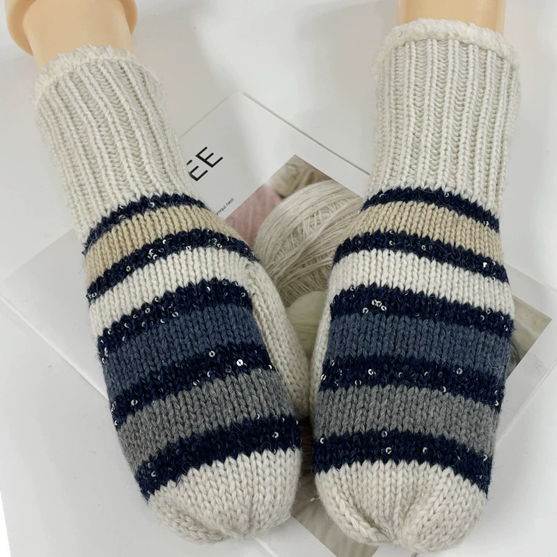 Demi-season warm gloves, travel keep warm woolen knitted dress, European style