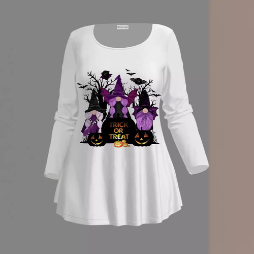 T-shirt, European and American hip-hop series, digital 3D printed, women's street, long-sleeved, women's clothes, loose and easy