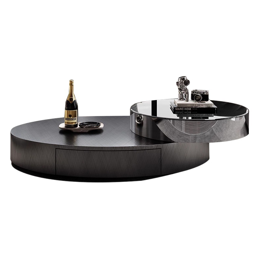 Luz de lujo italiano minimalista oval mesa de té tamaño combinación de acero inoxidable arte moderno sala de estar hogar mesa de té de alta gama