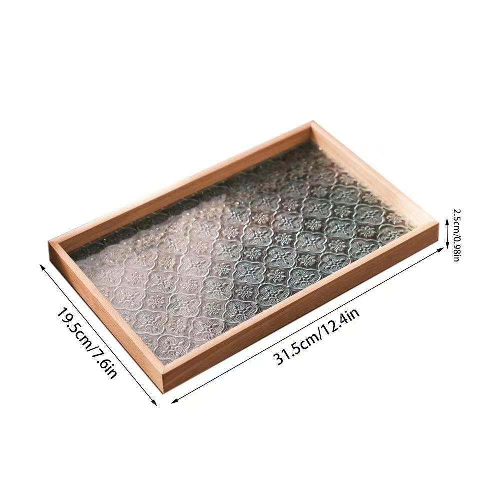 Bégonia retro bandeja de té rectangular de alto valor de madera refrigerio taza de té bandeja de té bandeja de vidrio