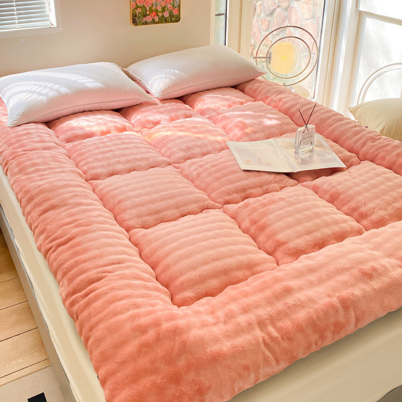 New Rabbit Plush Mattress Mattress Mattress fleece-lined Thickened Warm Bed Mattress Household Upholstered Plush Mattress Dormitory Cushion Quilt
