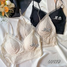 早春爆款6097蕾丝固定杯v领美背内衣文胸女性感