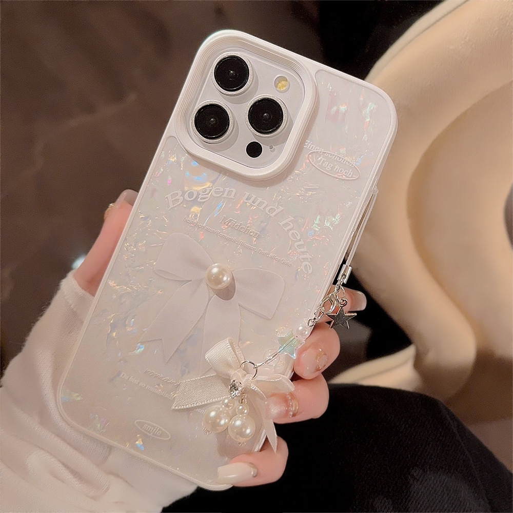 Beschermhoes voor iphone met 3d parel strik hanger_voghion.com